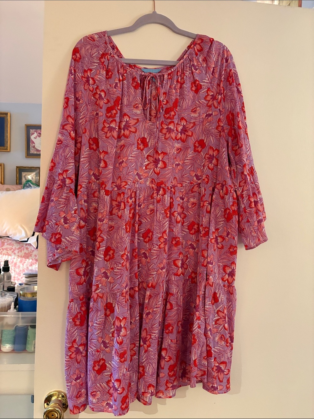 Draper James Pink Dress with Red Floral Print